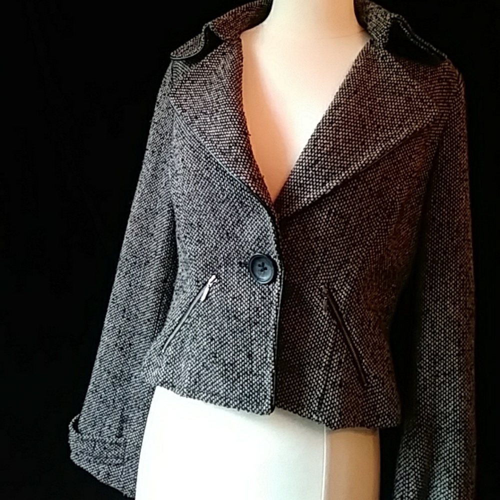 Cabi Brown Tweed Lined Single-Button Jacket-Sz 8 - image 1